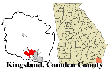 Georgia map showing location of Kingsland GA